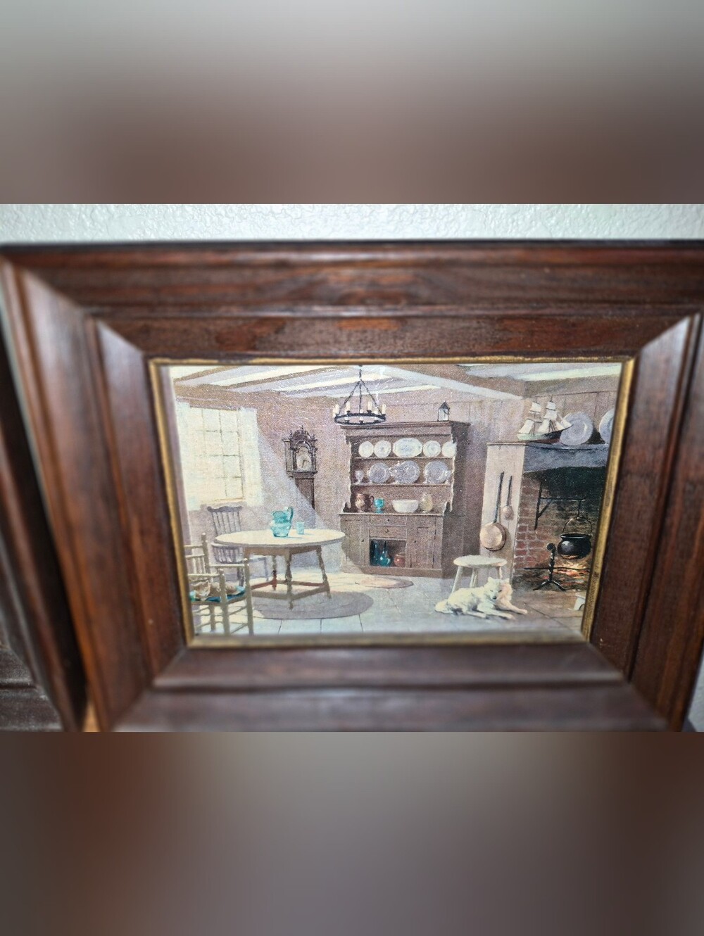 2 Vintage 1958 lithographic reproductions of colonial home interiors - Picture 3 of 6